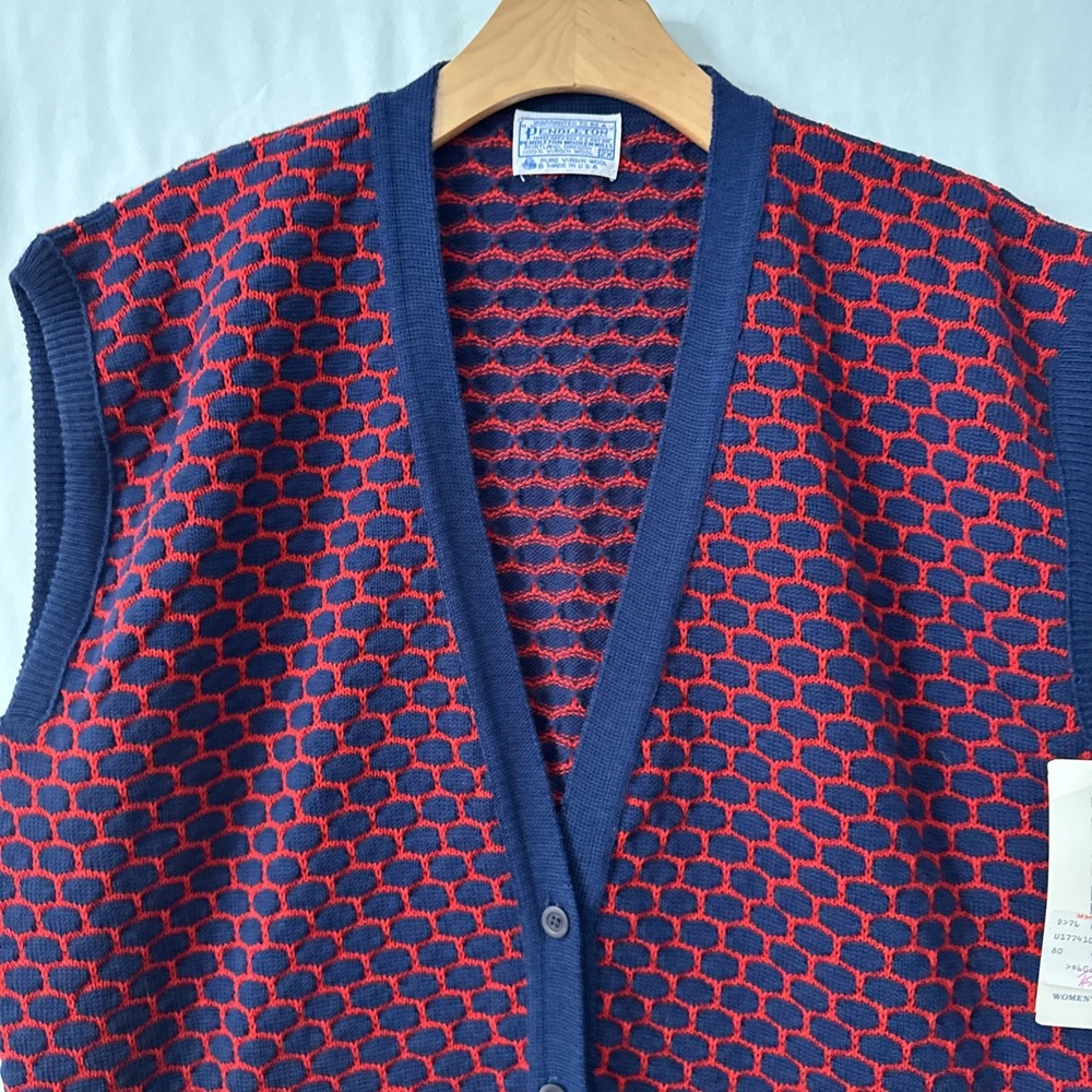 Vintage Pendleton Sweater Vest Women's 2X Navy/Red USA Pure Virgin Wool NWT